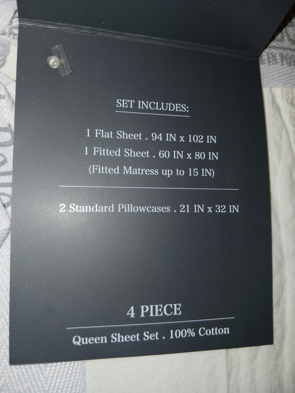 PiuBelle White 100% Cotton Queen Sheet Set - 4 Piece - Picture 2 of 7
